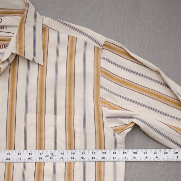 Bam Jeans Mens Large Button Up Shirt Striped Beige Orange Classiccore Gorp Norm - Picture 2 of 11